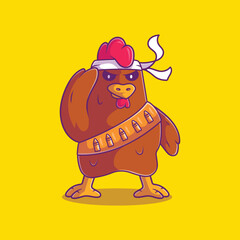 cute chicken soldier illustration suitable for mascot sticker and t-shirt design