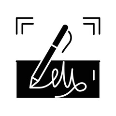 Signature identification olor line icon. ID and verifying person