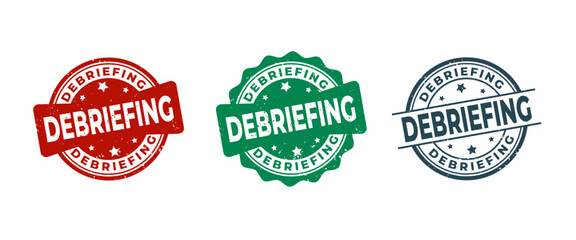 Debriefing Sign or Stamp Grunge Rubber on White Background
