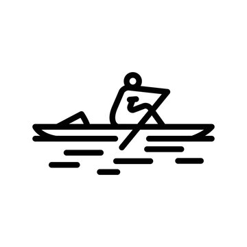 Sculling black line icon. Water activity.