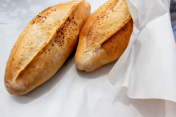 Picture showing Turkish bread loafs on table
