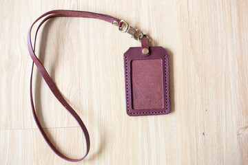 Leather id card holder handmade craftmanship working
