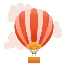 hot air balloon in clouds isolated