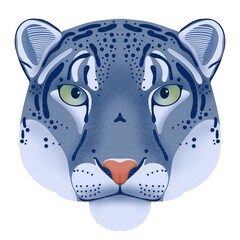 isolated handdrawn cartoon snow leopard cat lineart wildcat 