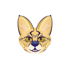 isolated handdrawn cartoon serval cat lineart wildcat 