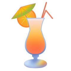 tropical cicktail isolated orange straws umbrella