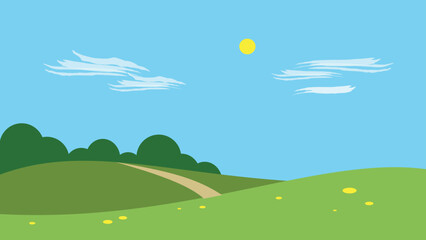 Fototapeta premium path on a hilly field