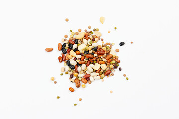 mixed cereals in white background