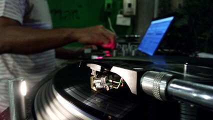 turntable playing vinyl record