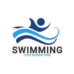 Swimmer Logo, Swimming logo, Man swimming competition logo template