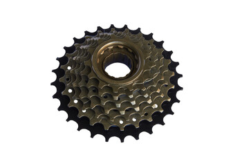 bike speed cassette on white background,isolated gear cassette for mountain bike, bicycle spare...
