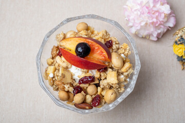 Delicious Sweet Dessert Peach Greek Yogurt