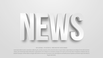News headline 3d style editable text effect - obrazy, fototapety, plakaty