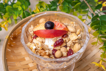 Delicious Sweet Dessert Peach Greek Yogurt