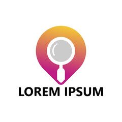 Pin search logo template design vector