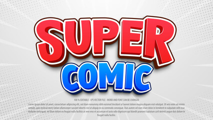 Super hero 3d comic style editable text effect - obrazy, fototapety, plakaty