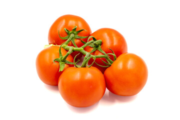 Bunch of tomatoes. Fresh tomatoes isolated on white background. Organic food. close up