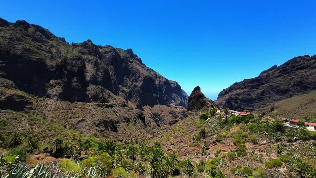 Popular view of the mountain village Masca in Tenerife, Spain