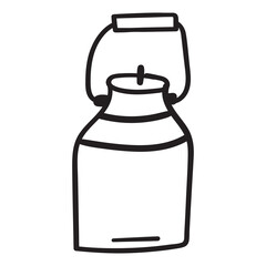 Milk churn. Outline hand drawn icon on white background.