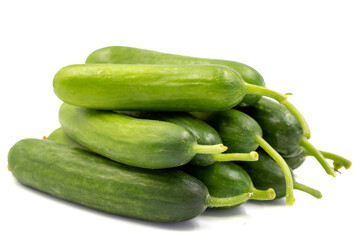 Ripe cucumber. Fresh cucumbers isolated on white background. Organic food. close up