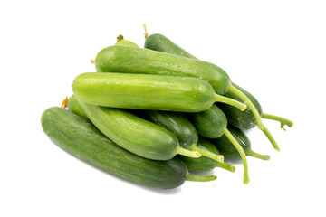 Ripe cucumber. Fresh cucumbers isolated on white background. Organic food. close up