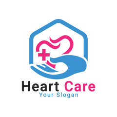 Heart care logo, Heart Cube Logo, healthy life care logo template