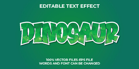 Editable text effect animal dinosur , 3d creative and minimal font style