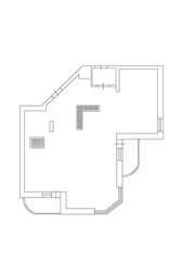 Obraz premium Autocad drawing. 2d floor plan. Black&white floor plan. Floorplan
