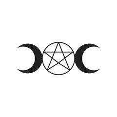 Moon Mystical logo. Vector Illustration. Minimalist Line art Style.