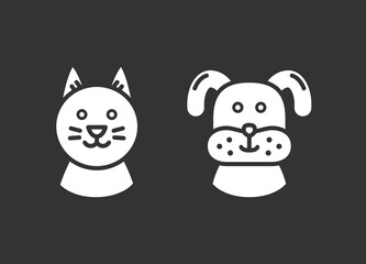 Icons of cat and dog faces