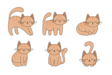 Collection hand drawn cute cats. Perfect for scrapbooking, greeting card, poster, sticker kit.