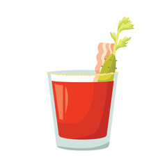 Vector illustration of a club alcoholic cocktail. Bloody Mary