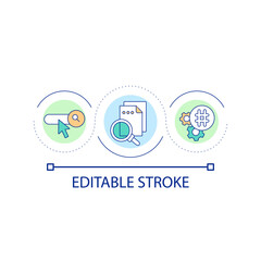 Search engine optimization loop concept icon. Web content abstract idea thin line illustration. SEO keywords. Internet marketing. Isolated outline drawing. Editable stroke. Arial font used