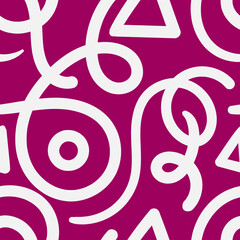 Seamless abstract pattern on pink background. Vector doodle image. Graphic geometric ornament.