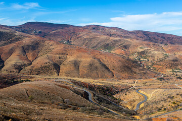 Curved roads in the rif mountains in Morocco