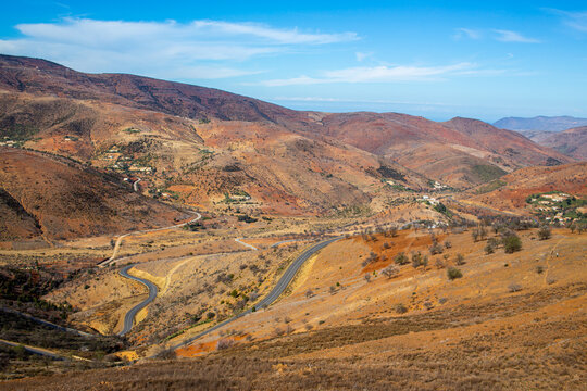 Curved Roads In The Rif Mountains In Morocco