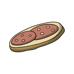 Simple Delicious sausage sandwich, school breakfast, snack, vector illustration in cartoon