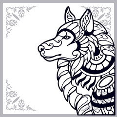 Wolf zentangle arts isolated on white background
