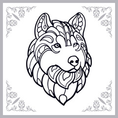 Wolf zentangle arts isolated on white background