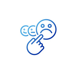 Negative feedback pixel perfect gradient linear vector icon. Customer dissatisfaction. Bad review. Angry consumer. Thin line color symbol. Modern style pictogram. Vector isolated outline drawing