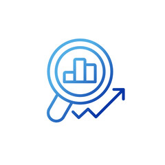 Market monitoring pixel perfect gradient linear vector icon. Revenue growth. Stock market. Financial data analysis. Thin line color symbol. Modern style pictogram. Vector isolated outline drawing