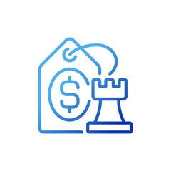 Pricing strategy pixel perfect gradient linear vector icon. Choosing best price for product. Maximizing profits. Thin line color symbol. Modern style pictogram. Vector isolated outline drawing