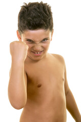 Naklejka premium Strong Fist of a Little Boy