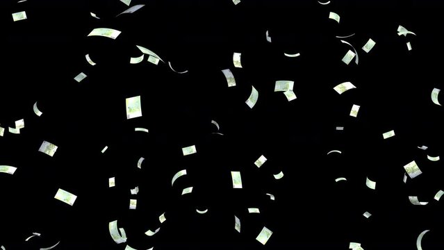 Money falling in black background.