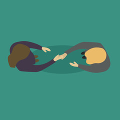 Vector illustration background of businessmen handshaking his business partner. Great teamwork. Business deal concept with graphic design vector illustration