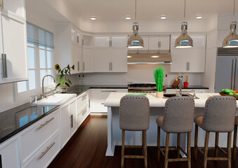 3D Rendering Modern Kitchen