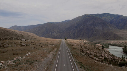 Mountains and Chuya highway in Altai