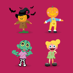 Obraz premium Set of cartoon Halloween character