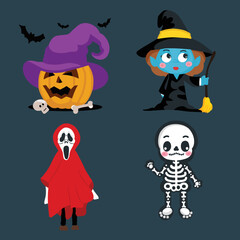 Set of cartoon Halloween character