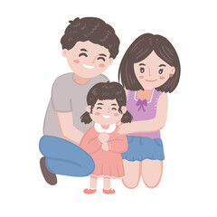 Happy family, dad, mom and kid